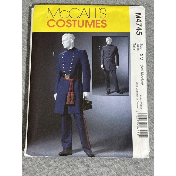McCall's Other - Vintage McCall's Costumes Pattern M4745 Mens Civil War Uniform Coat Trousers XM